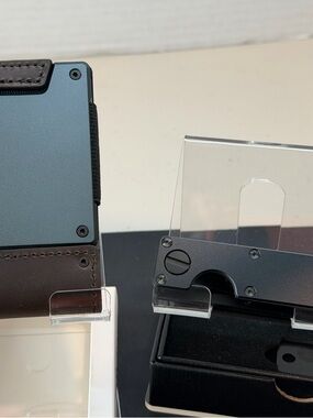 MINIMALIST PULL TAB WALLET CASH STRAP | BROWN LEATHER+KEYCASE w/BLK PVD SCREWS.